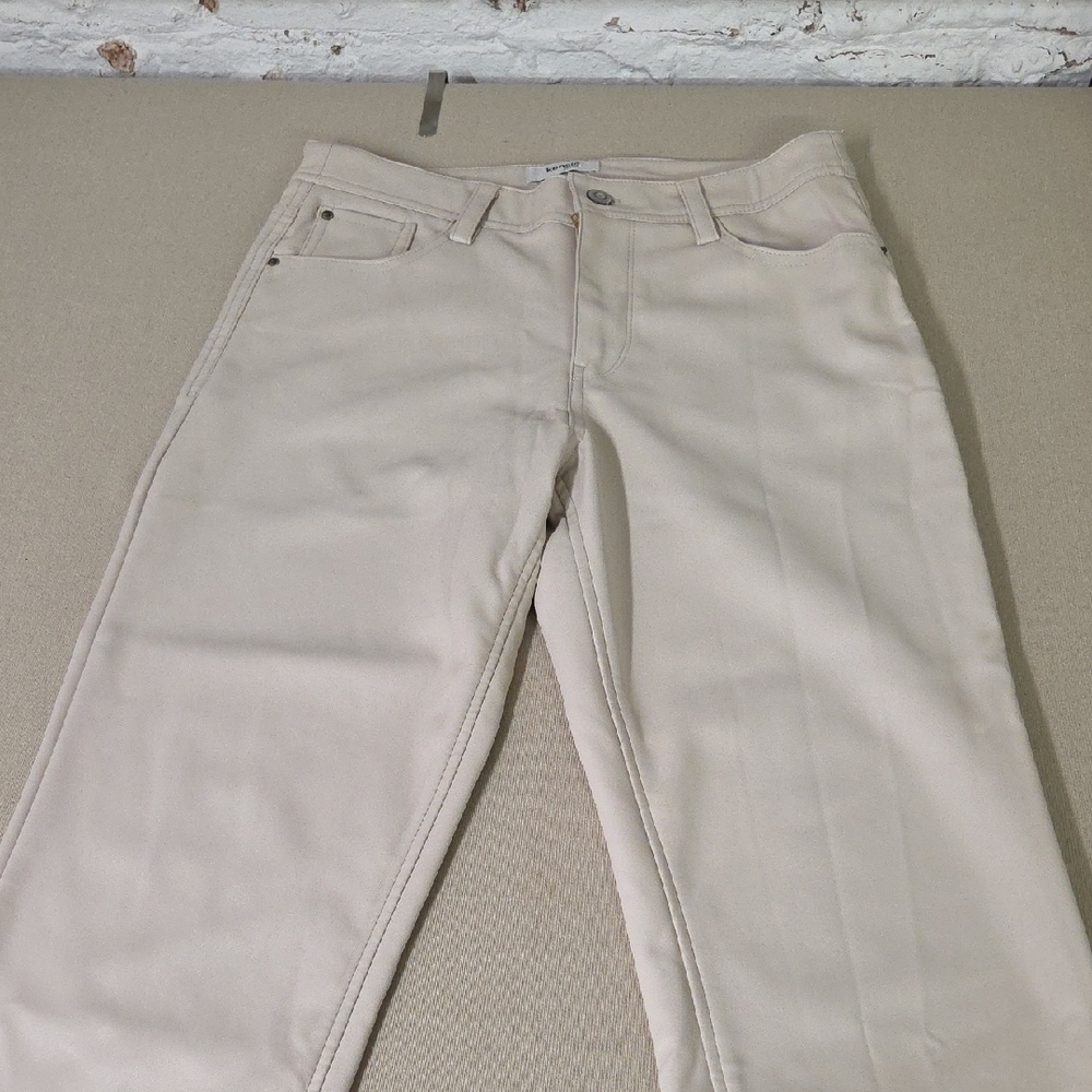 Stylish Pleather Pants Cream Color Size 26 Kensie